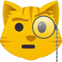 a cartoon cat with a magnifying glass on its eye