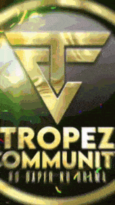 a logo for tropez community with a gold triangle
