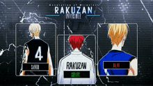 a poster for rakuzan invincible shows three characters