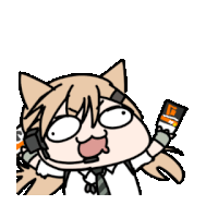 a cartoon drawing of a cat with a bottle of orange juice
