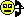 a pixel art drawing of a yellow smiley face and a black and white arrow .