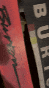 a blurred image of a red and black burberry item