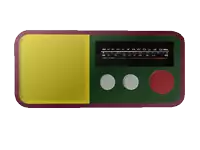 a green and yellow radio that says long sleep on the bottom
