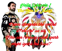a cartoon of a man and a lion with the words " peace demands the united states for us all "
