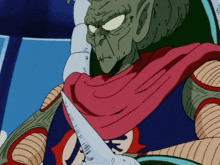 a cartoon drawing of a monster with a red cape and white gloves