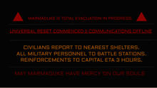 a sign that says marmaduke iii total evacuation in progress on it
