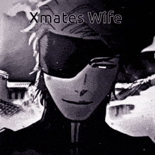a black and white drawing of a man with the words xmates wife written above him