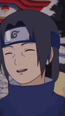 a close up of a cartoon character wearing a headband with the letter s on it