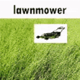 a picture of a lawn mower in a field of green grass .