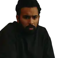 a man with a beard is wearing a black shirt that says " no "