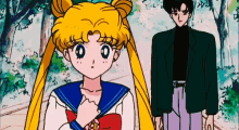 a man and a girl are standing next to each other in a cartoon