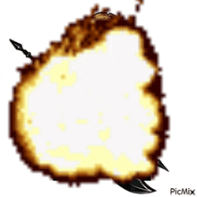 a pixel art explosion with a white background