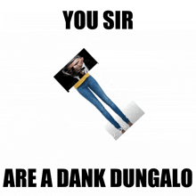 a picture of a person with the words you sir are a dank dungalo on the bottom