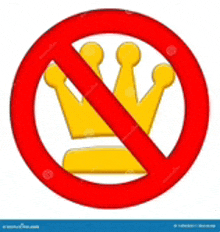 a no crown sign with a yellow crown in a red circle
