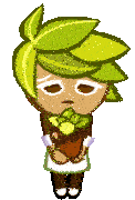 a cookie from a video game holding a potted plant .
