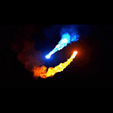 a poster that says search my tracks in with a blue and red fire