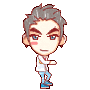 a pixel art drawing of a man wearing glasses and a bow tie .