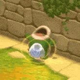 a cartoon character is sitting on the ground in a video game .