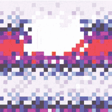 a pixelated image of a sunset with purple and red squares