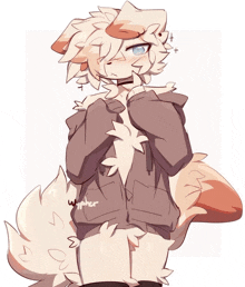 a drawing of a furry character with a hoodie that says whypher on it