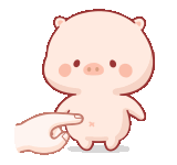 a person is touching a cartoon pig 's butt with their finger .