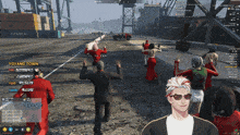 a group of people are waving in a video game with yoyang town written on the screen