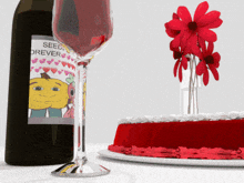 a bottle of seed forever wine next to a glass