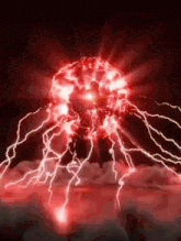 a red lightning bolt is coming out of a sphere
