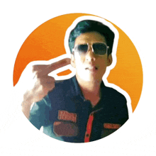 a man wearing sunglasses has a patch on his shirt that says ' prince '