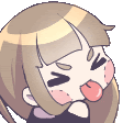 a cartoon girl is sticking out her tongue and making a funny face .