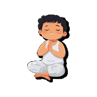 a cartoon illustration of a boy meditating in a lotus position