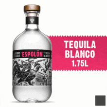 a bottle of tequila blanco 1.75l with a picture of a skeleton on the label
