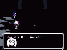 a screenshot of a video game with a character talking to another character .