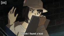 a cartoon of a girl with the words i think i found a lead on the bottom