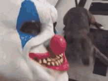 Dog Scared Of Clown Halloween GIF - Dog Scared Of Clown Halloween Mask GIFs