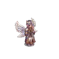 a pixel art illustration of a person with wings and a crown .