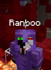 a purple and black minecraft character with the name fianboo on it .