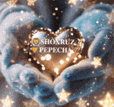 a person is holding a heart in their hands with shoxruz_777 pepecha 777 written on it