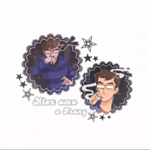 a drawing of a man with glasses and the words alex ama a frany below him