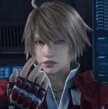 a close up of a person 's face with a glove that says f1 on it