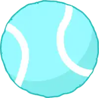 a cartoon drawing of a blue tennis ball