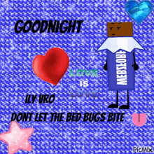 a cartoon character with the words goodnight illy vro love is love