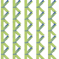 a repeating pattern of green and blue triangles on a white background