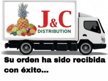 a j & c distribution truck with a pineapple on the side