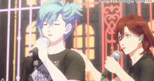 a couple of anime characters one of whom is wearing a shirt that says the god of death