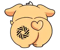 a cartoon drawing of a pig with a heart on its butt