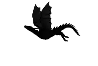 a silhouette of a dragon flying on a white background .