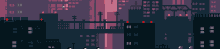 a pixel art of a city with a bridge between two buildings