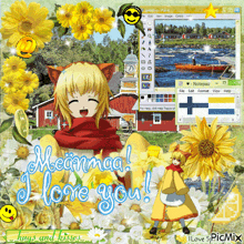 a picture of a girl with the words meimaa i love you written on it