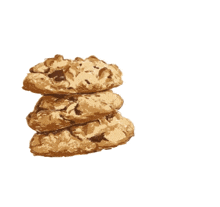 a stack of cookies with the words yum yum written below them